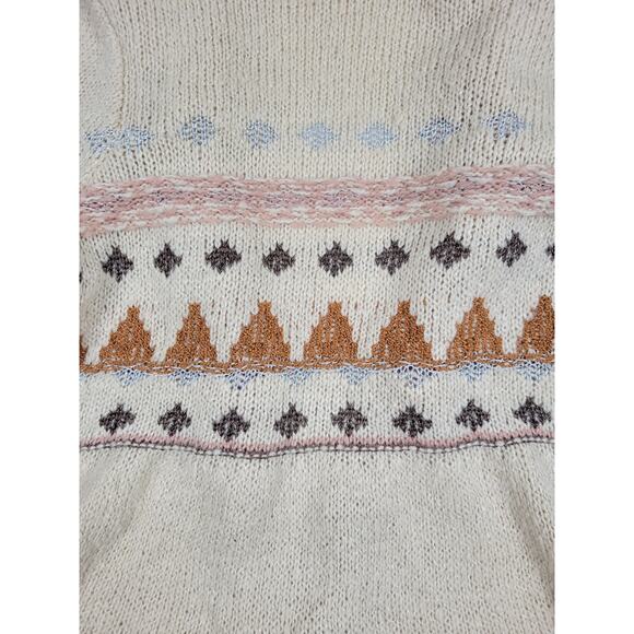 Matilda Jane Just Imagine Jacie Fair Isle Cream Blush Ruffle Cardigan Medium - Picture 8 of 16
